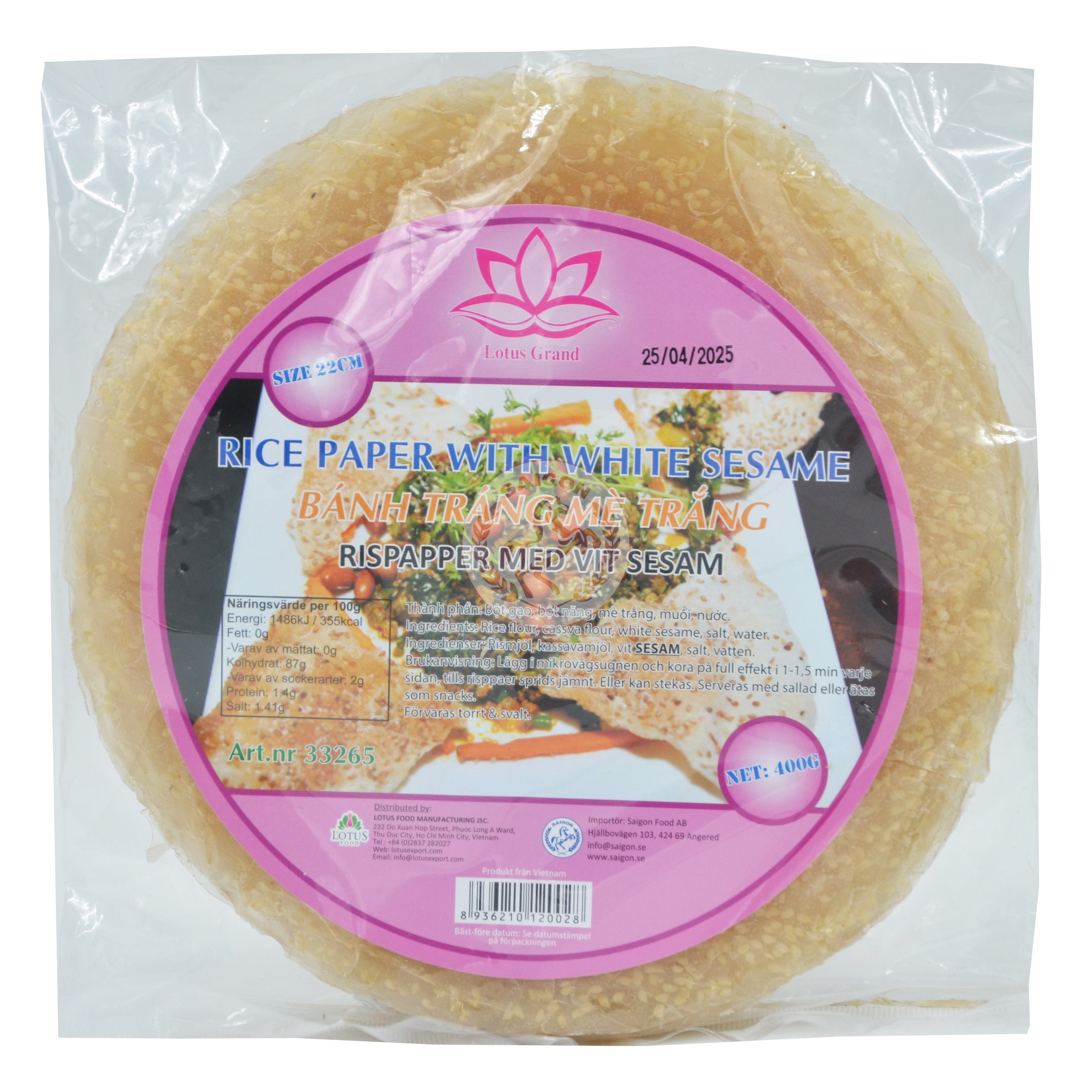 Sås Rispapper Rispapper Vit Sesam 30x400g Lotus