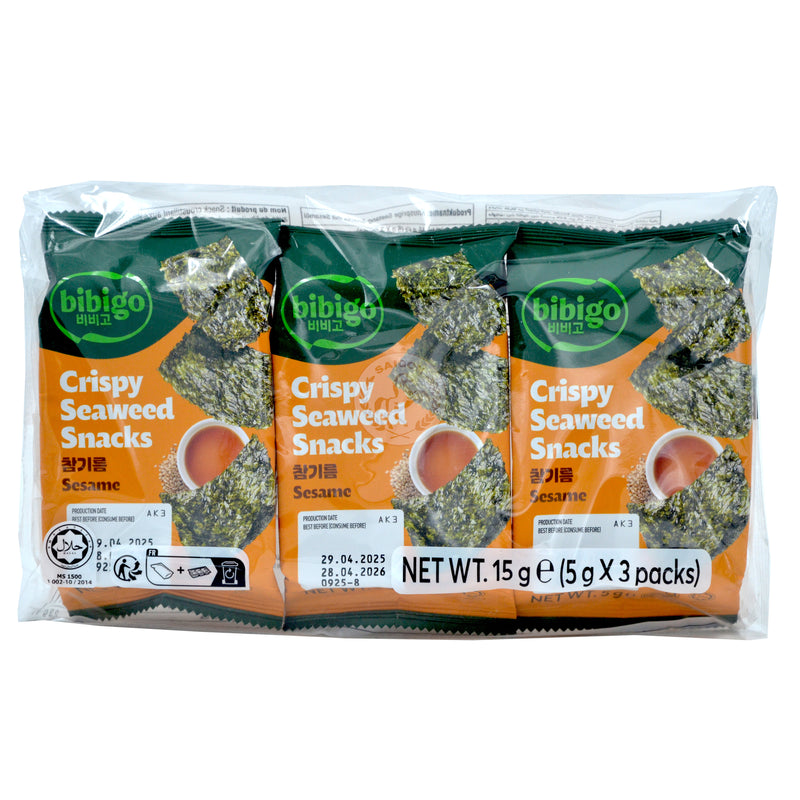 Sjögräs Snacks Crispy Sesam 12x15g(3x5g) Bibigo (KRT)