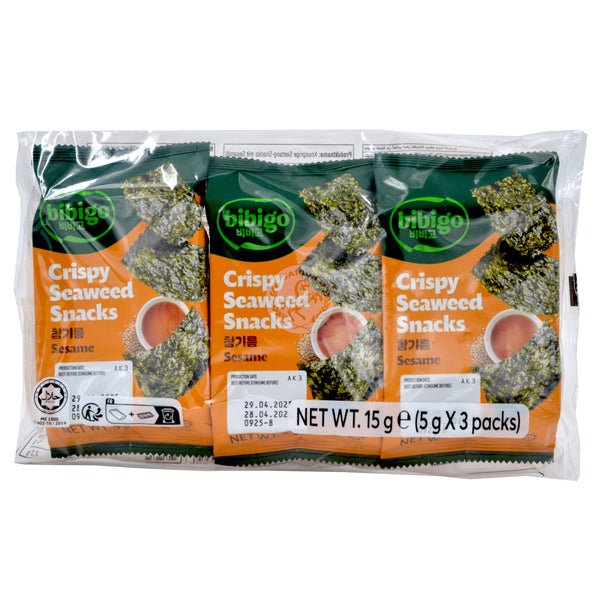 Sjögräs Snacks Crispy Sesam 12x15g(3x5g) Bibigo (KRT)