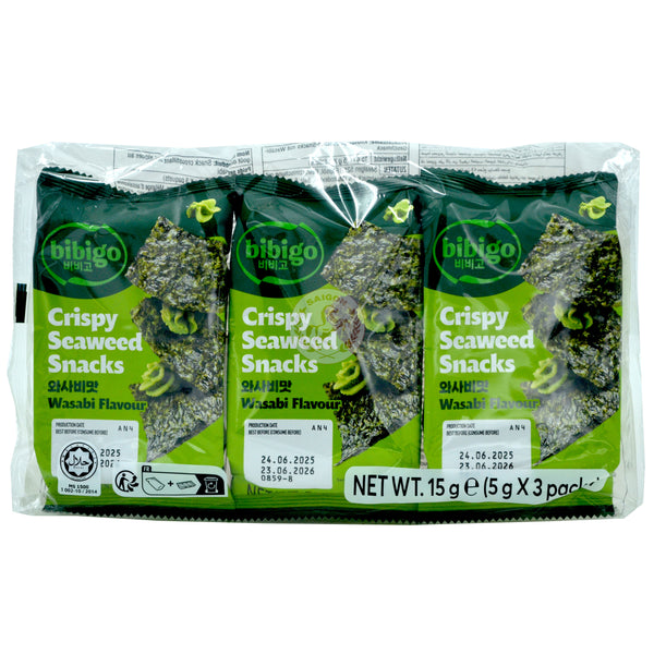 Sjögräs Snacks Crispy Wasabi 12x15g(3x5g) Bibigo (KRT)