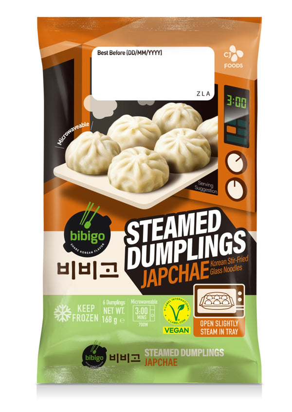 Bibigo Steamed Dumplings Microwavable Japchae Frysta 24x168g
